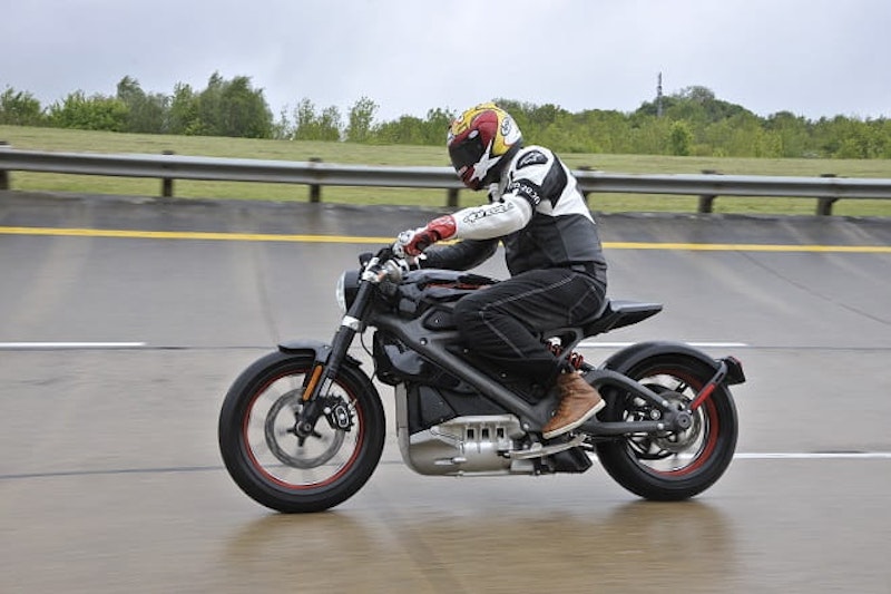 Harley's Livewire at Milbrook earlier this year.