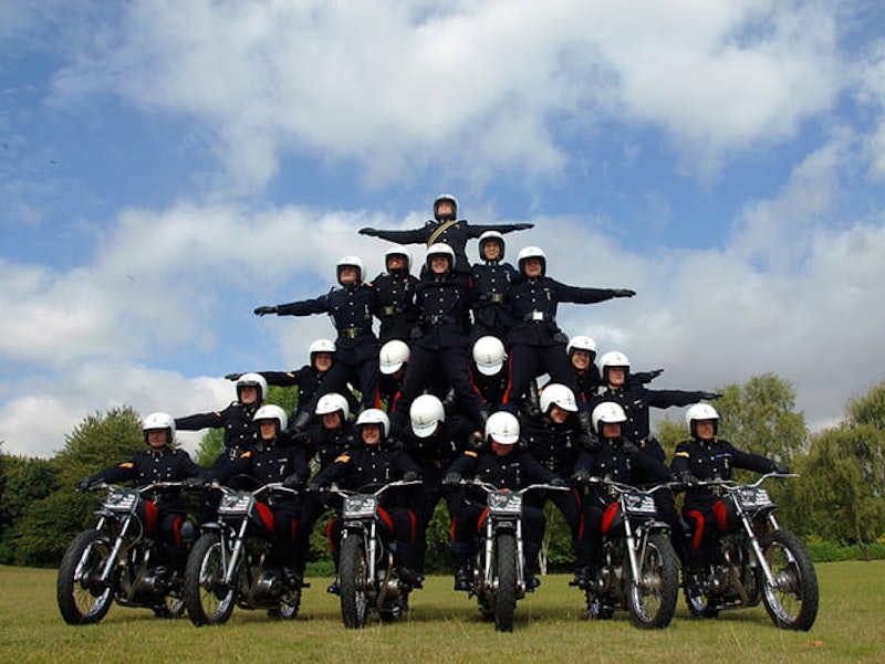 The White Helmets with their Meriden Triumph 750s