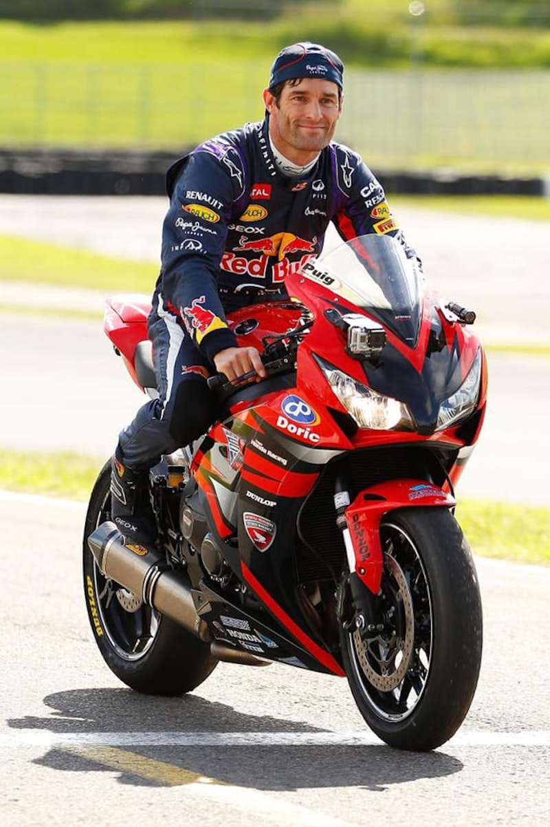Webber's dad ran a bike dealership but banned his son from riding