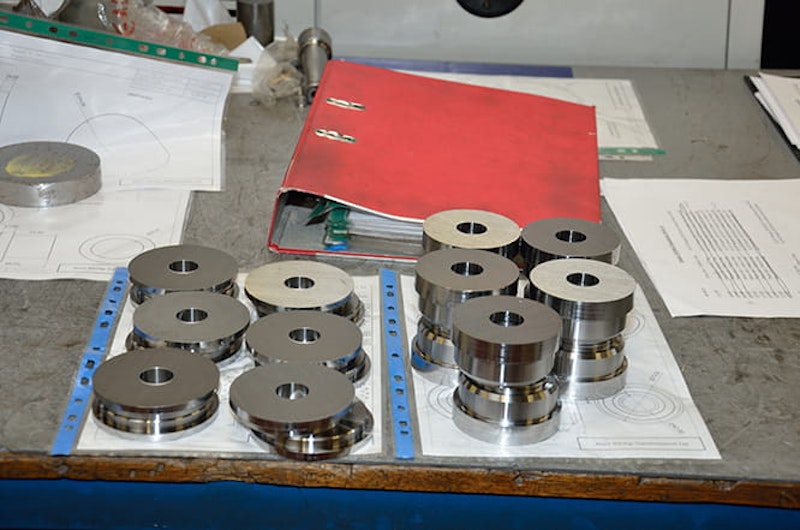 Sets of blanks ready for machining.