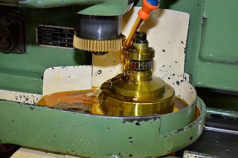 Gear teeth being cut on a Drummond gear shaper.