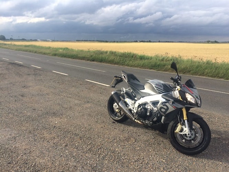 Portimao Grey Tuono heads through The Fens on its first trip under Bike Social's stewardship
