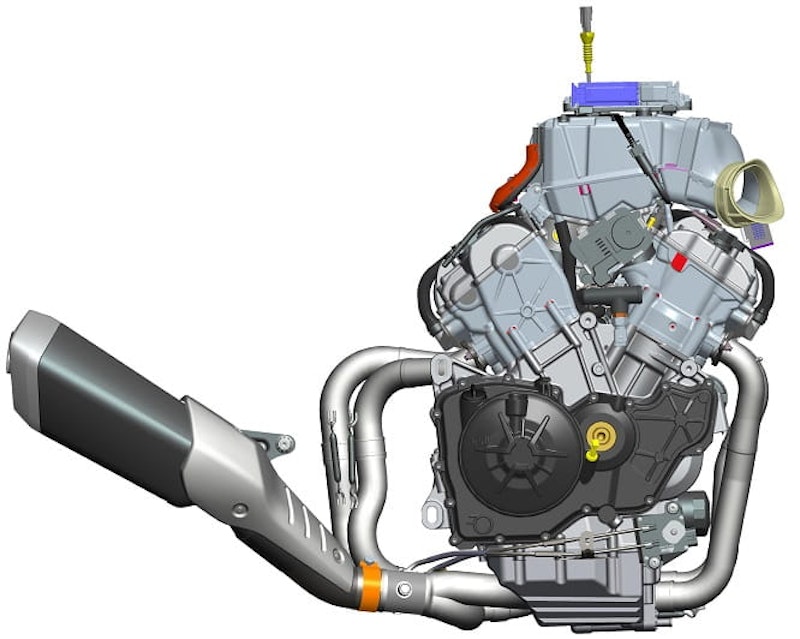 Extensively modified 65-degree, 999cc, V4