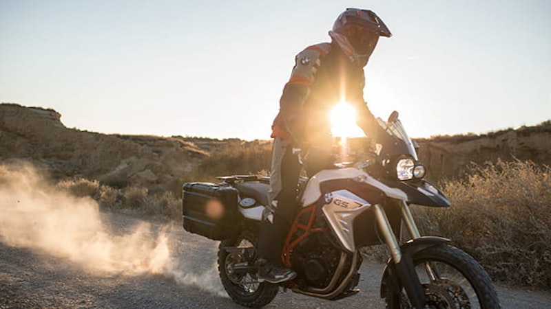 The more off-road focused F800GS with its wire spoke wheels