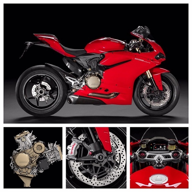 1299 in all its glorious studio glory, that 205bhp engine with its magnesium casings, Brembo M50 calipers.