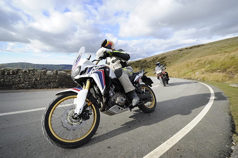 Beautiful detail on the CRF1000L including its Tricolore colour scheme and gold wheels