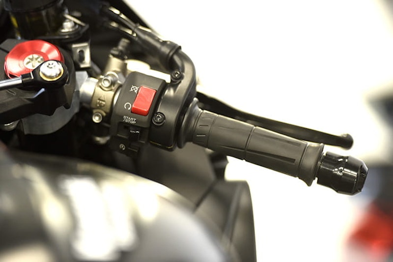 Hand controls of the Kawasaki ZX10RR Ninja