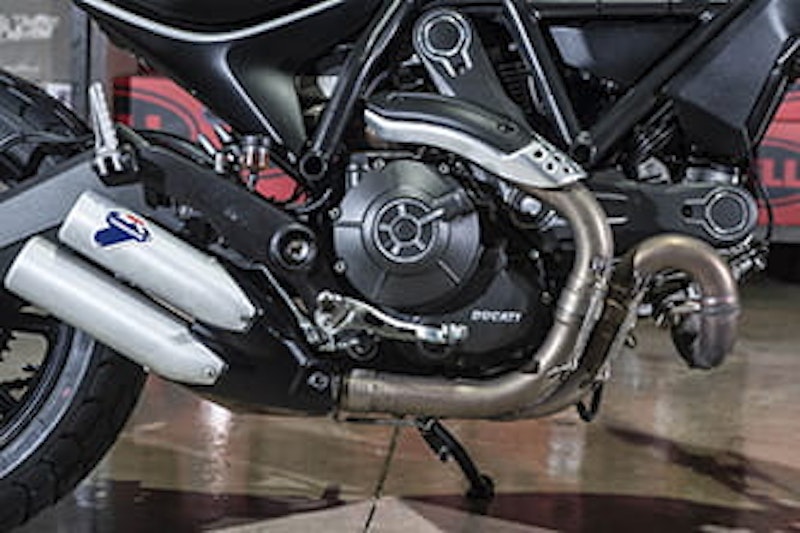 803cc aircooled twin with Termignoni pipes - a sublime combination
