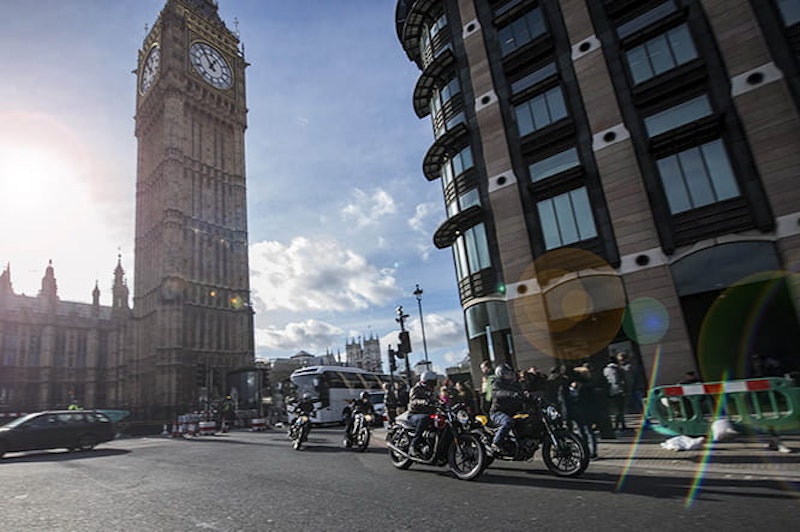 The four modern retro bikes are right at home in the city