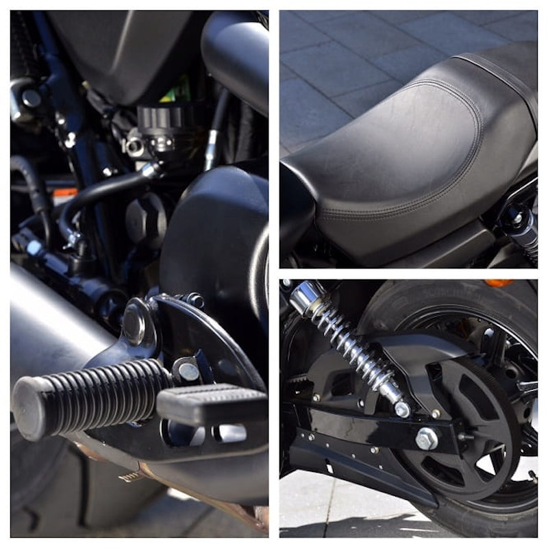 Rubber pegs, soft saddle and belt drive