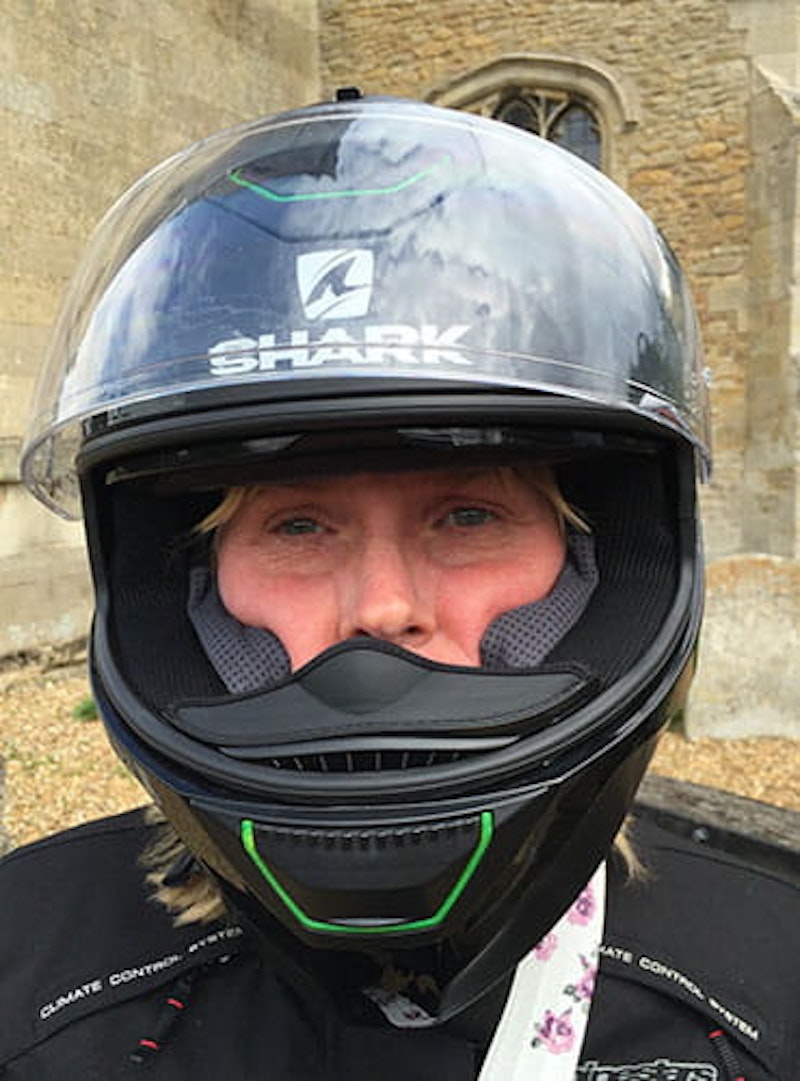 Lady in helmet