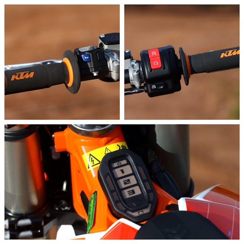 Front brake on the right as normal but rear brake on the left, like a scooter