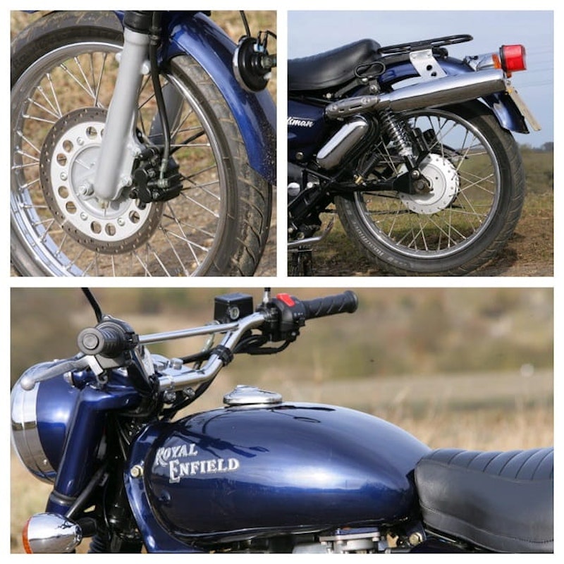 280mm single disc up front but drum at the rear