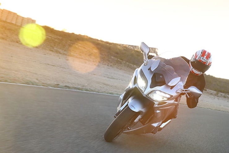 Starting with one light at 5 degrees, the next two LED lights quickly follow the further over the bike leans