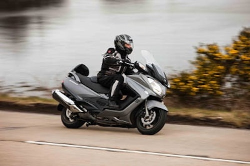 Suzuki Burgman 650 Executive on its launch in Scotland last week.