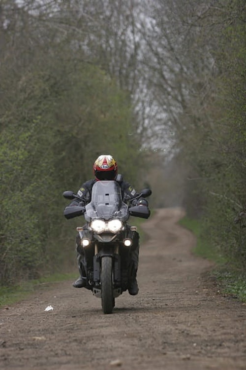Triumph's Explorer 1200XC tackles a gentle trail with Bike Social's Marc Potter
