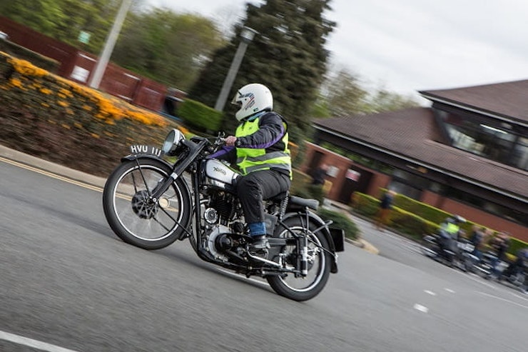 Tracey Messer on the 1947 Norton International