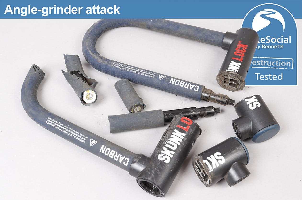 SkunkLock Carbon review Angle grinder resistant D lock tested
