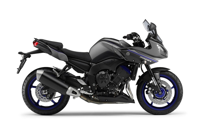2010 Yamaha FZ8 Fazer side view grey racing blu colourway uk model