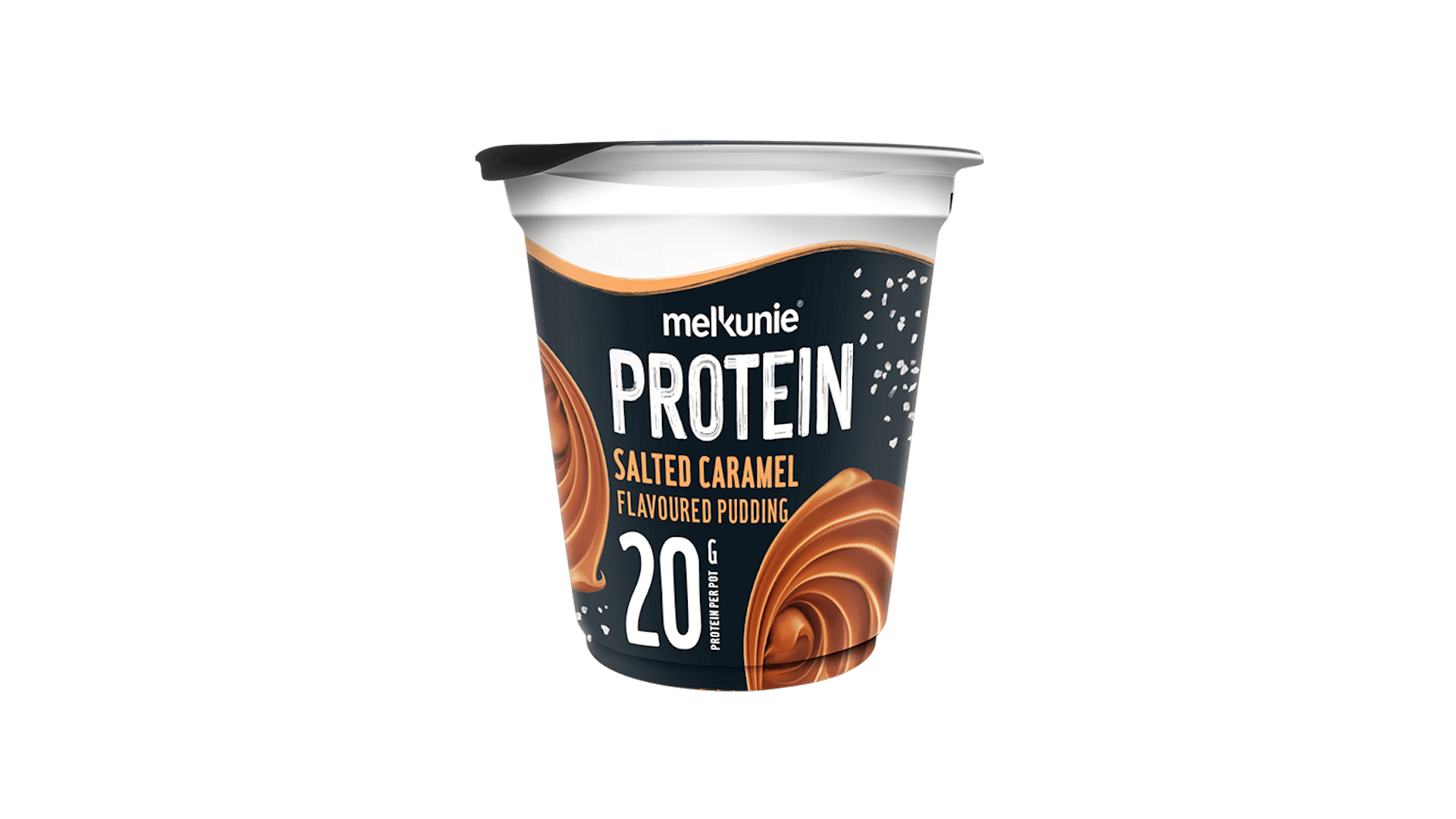 Melkunie PROTEIN Karamel Zeezout Pudding verpakking.
