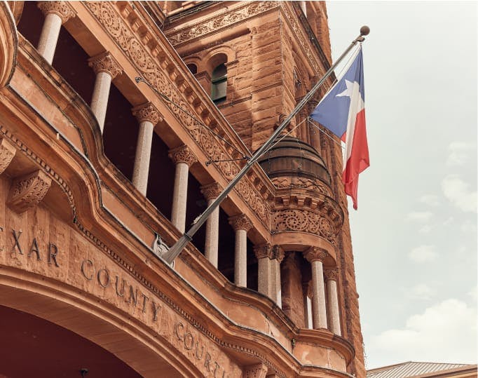 Texas flag on court house