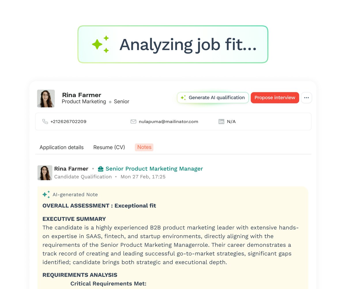 Wiggli evaluates senior candidates on role alignment, industry experience, and leadership skills with AI-generated summaries.