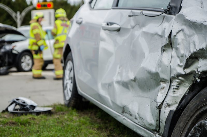 The side of a car smashed