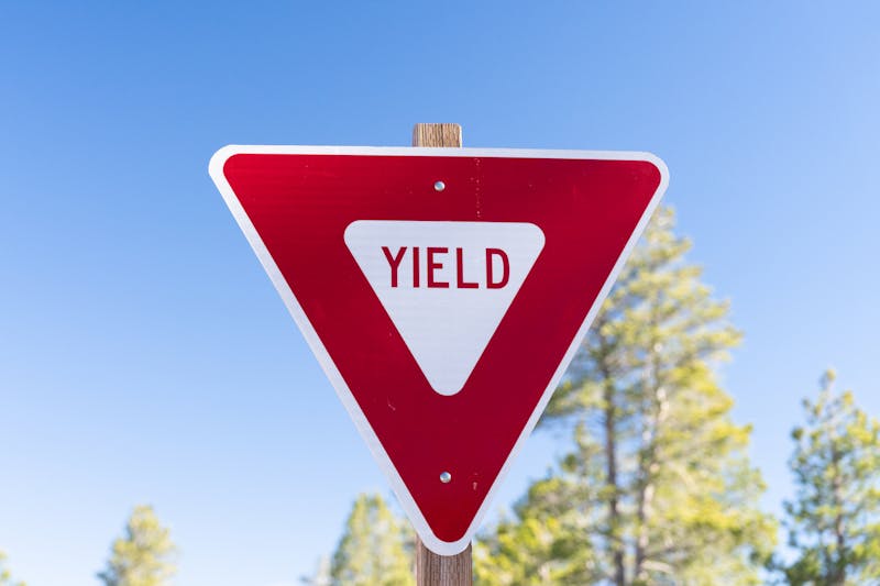 Yield sign on a road