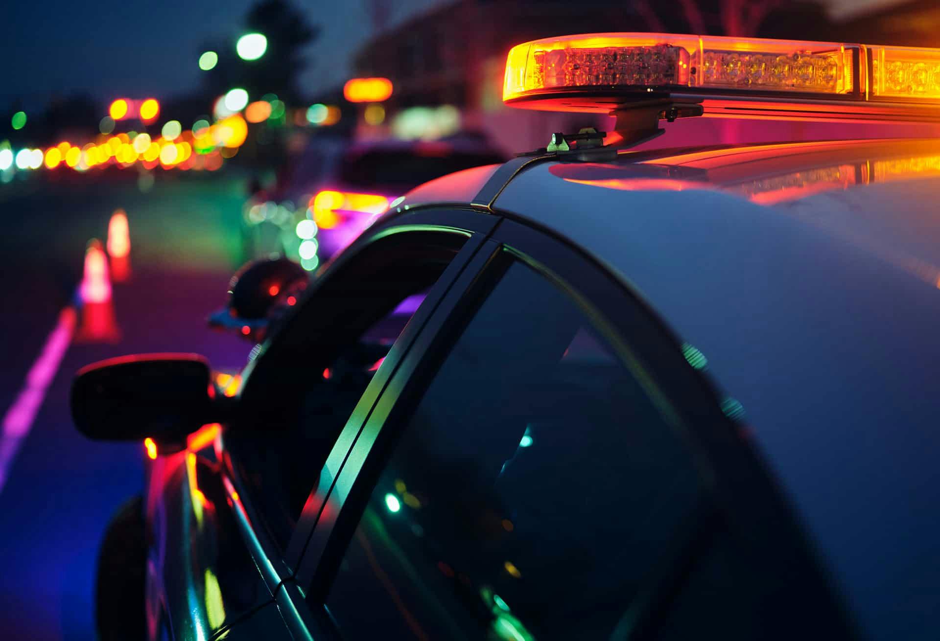 Police car with it's lights on
