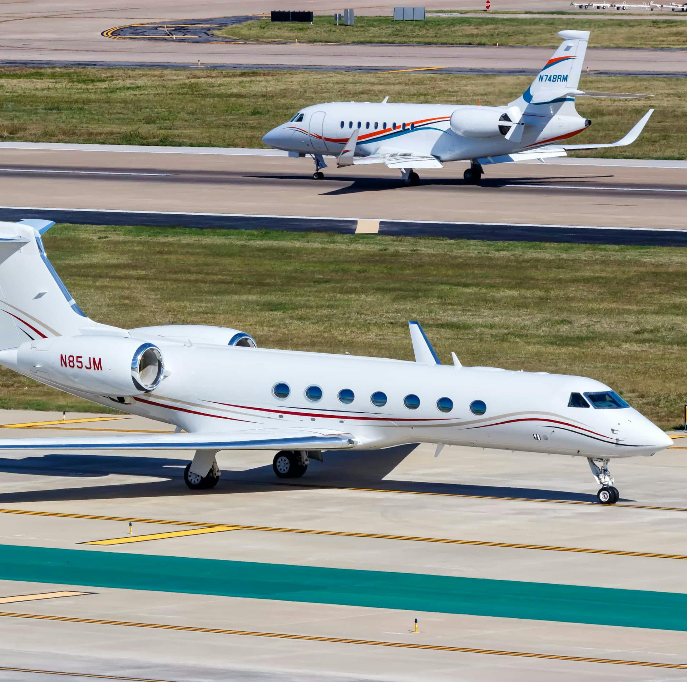 Private jet taking off