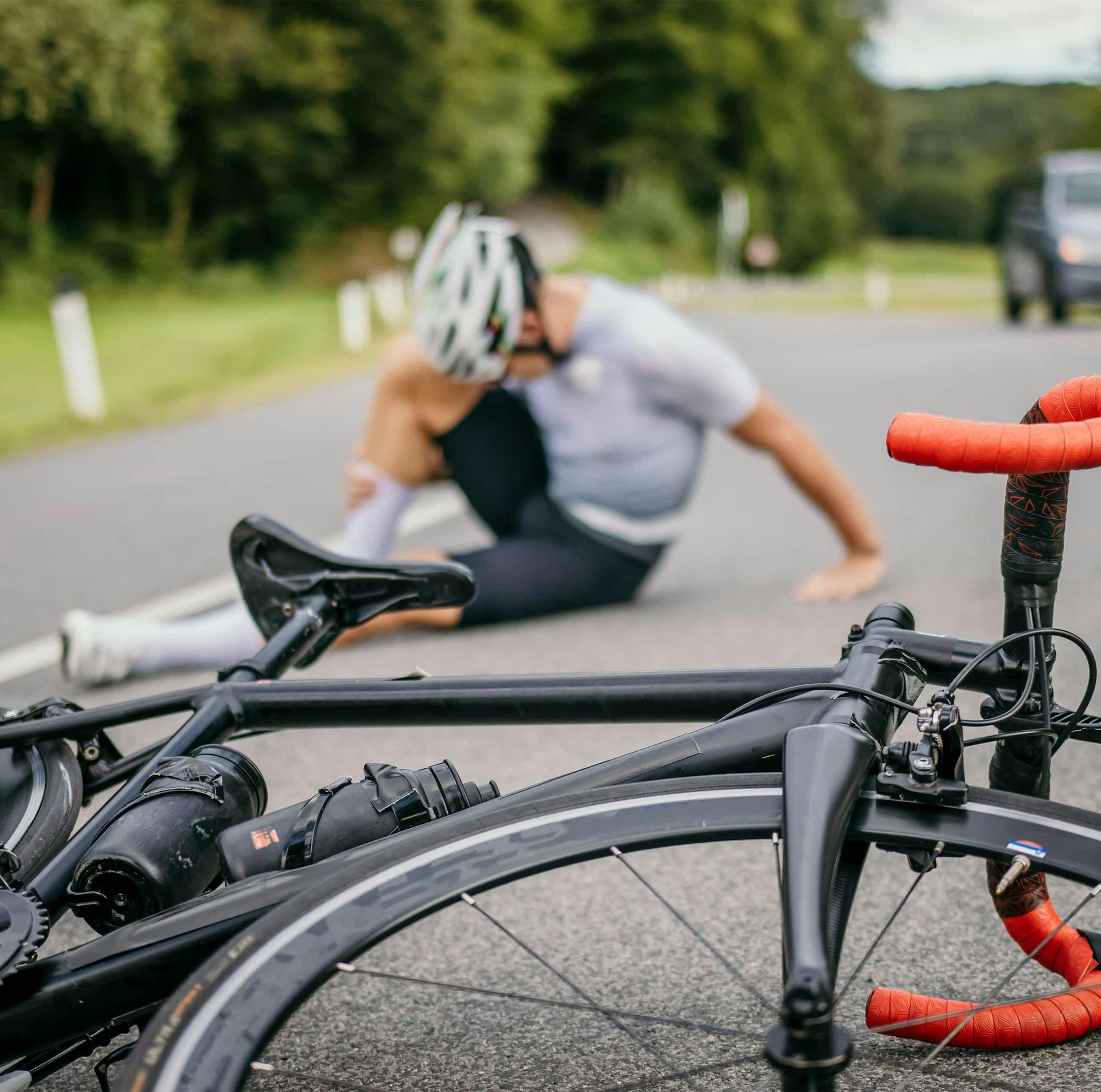 A bicycle accident on the road