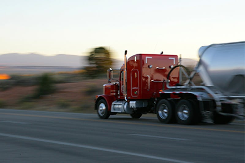 A semi truck on a road