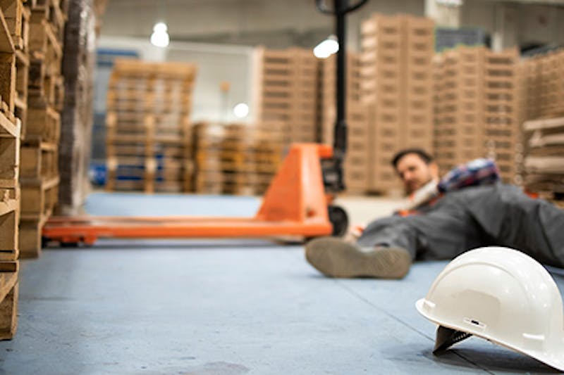 A man who has fallen while working