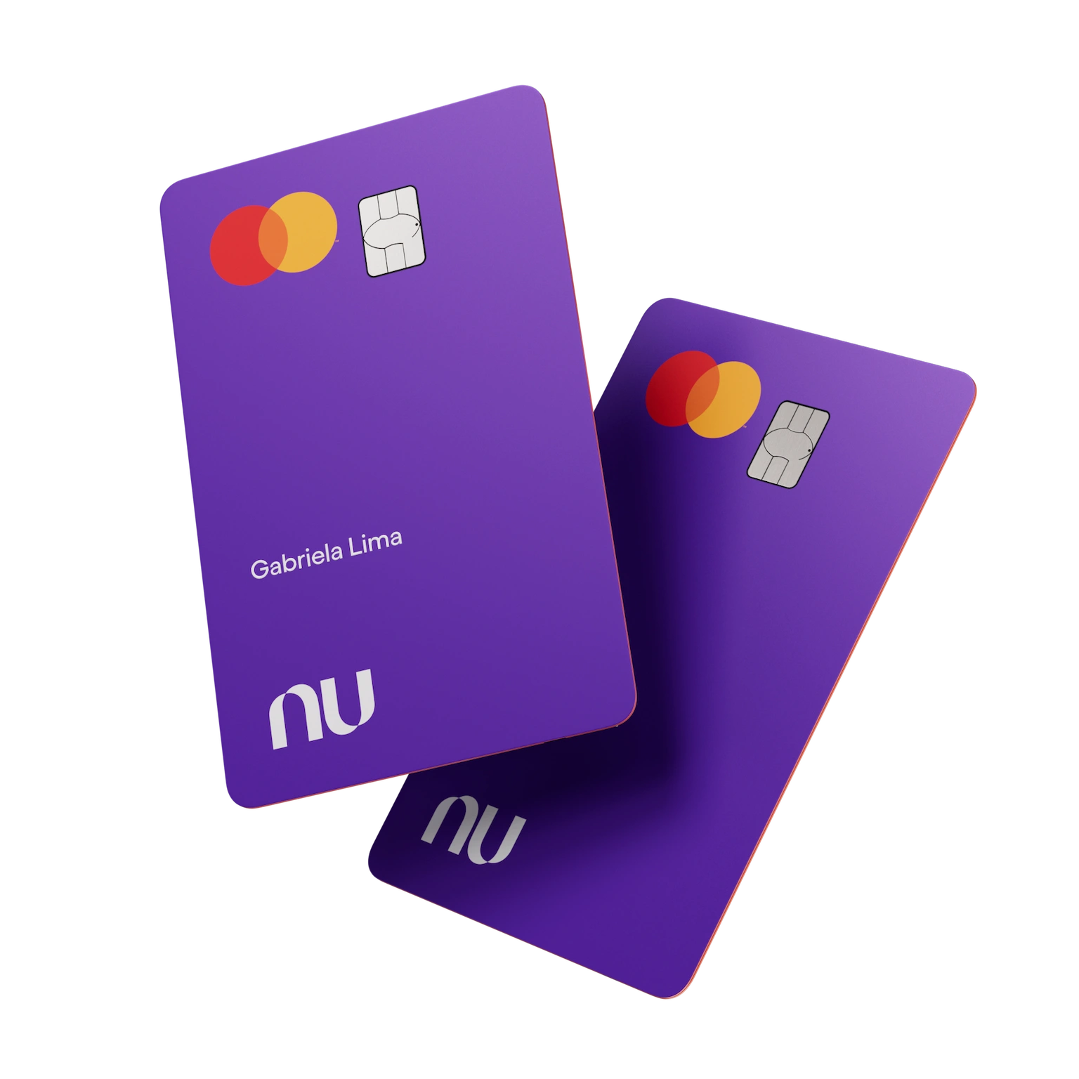Dois cartões Nubank sobrepostos.