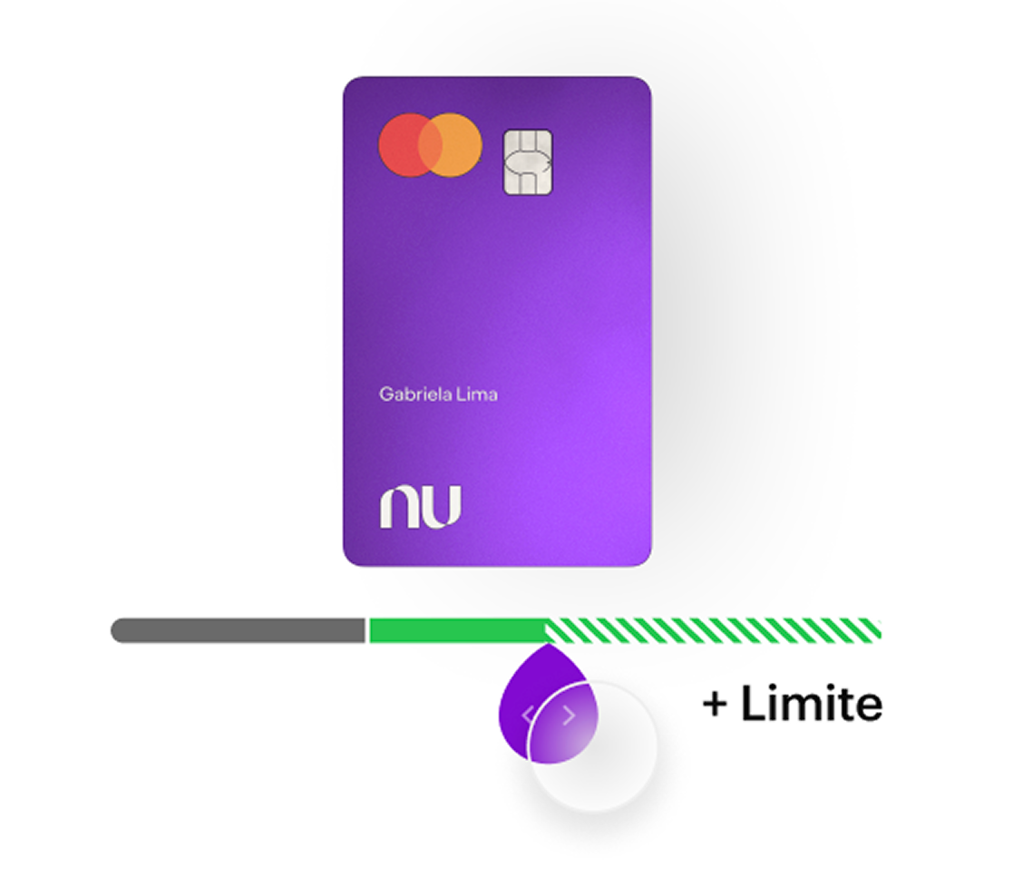 imagem do cartão de crédito Nubank com uma barra inferior ilustrando o controle do seu limite.