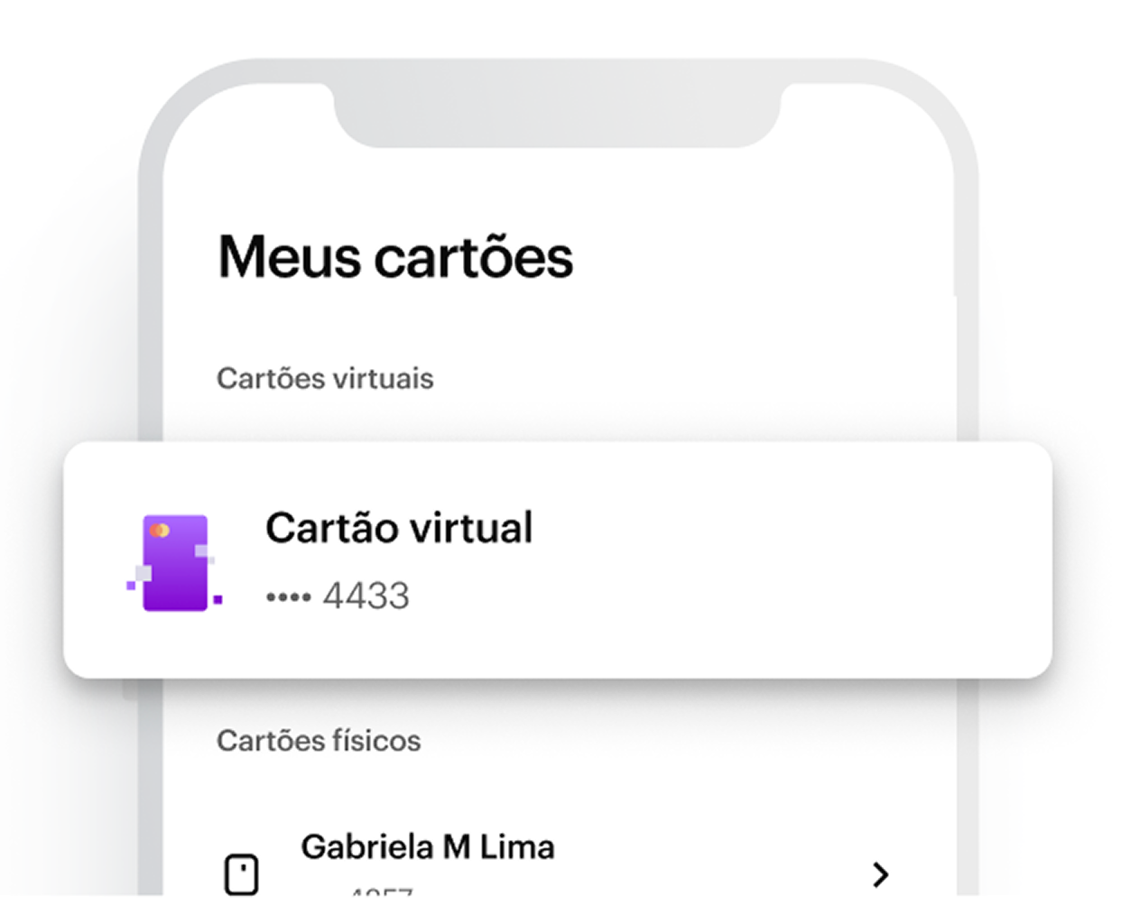 Imagem do App Nubank na área de Meus Cartões