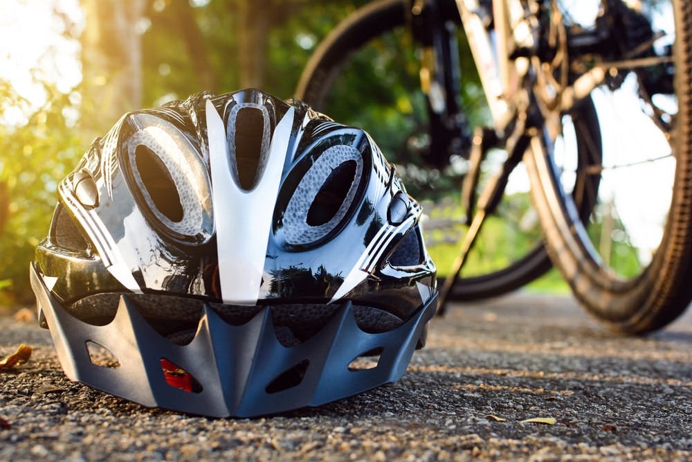 Bicycle Helmet Laying On The Ground