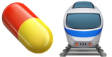 A pill emoji and a train emoji.