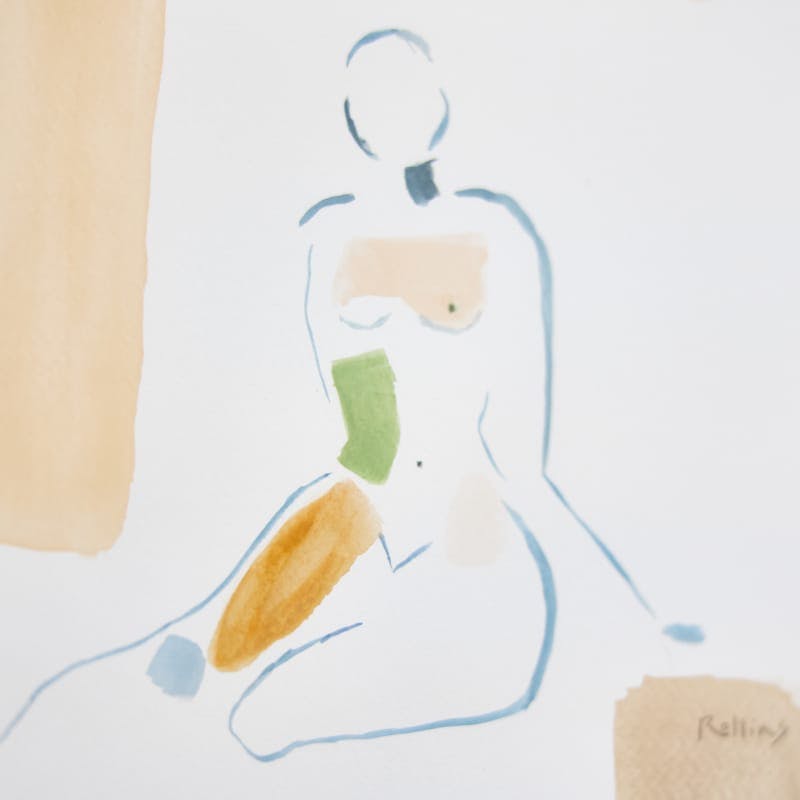 drawing of a woman's body in watercolor