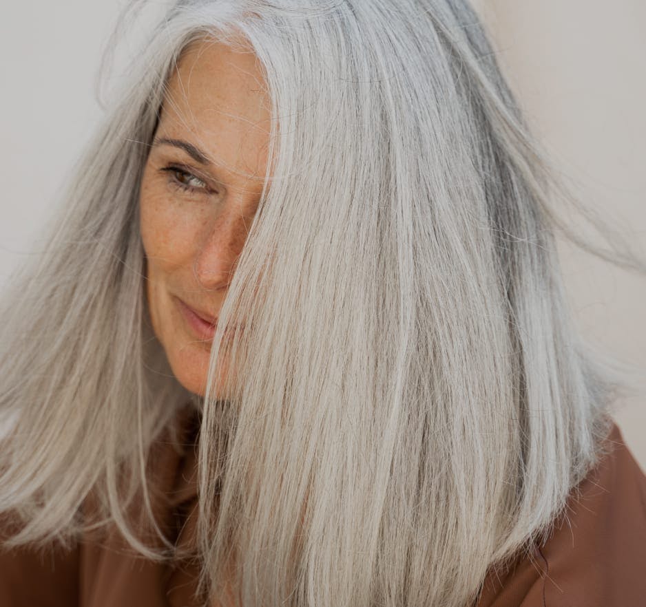 Woman with white hair