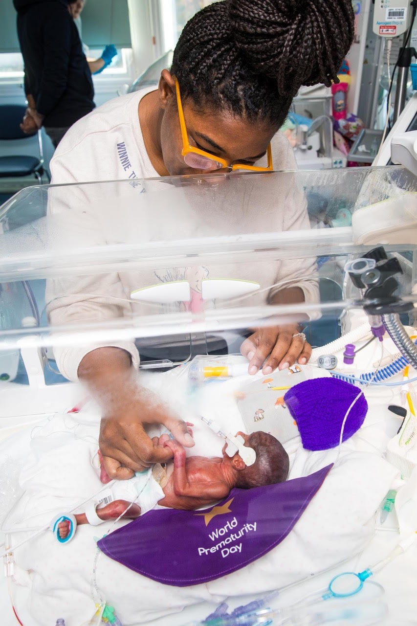 Magnolia with mum Sophie on World Prematurity Day in 2023