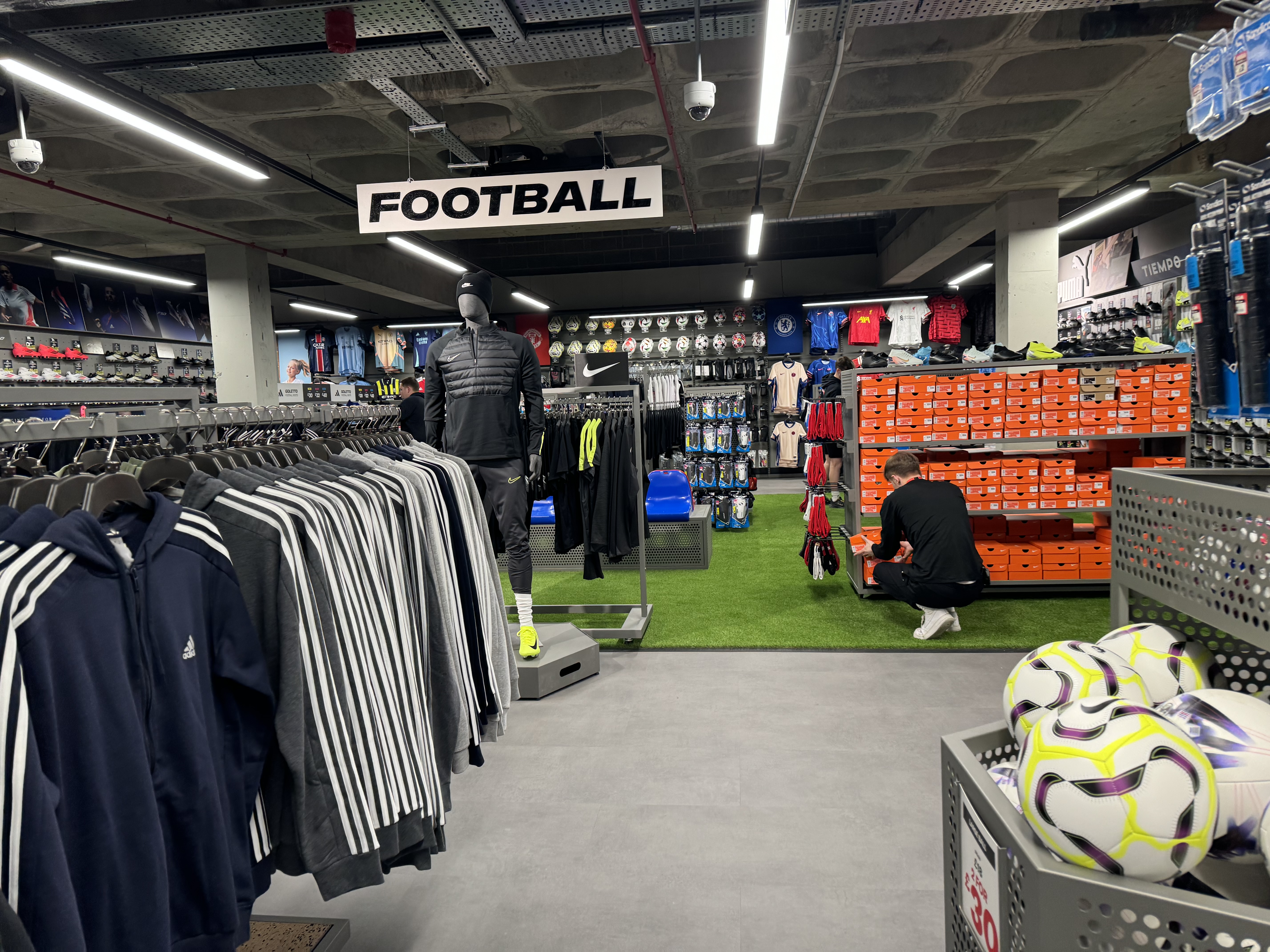 Football section at Sports Direct Buttermarket, Ipswich