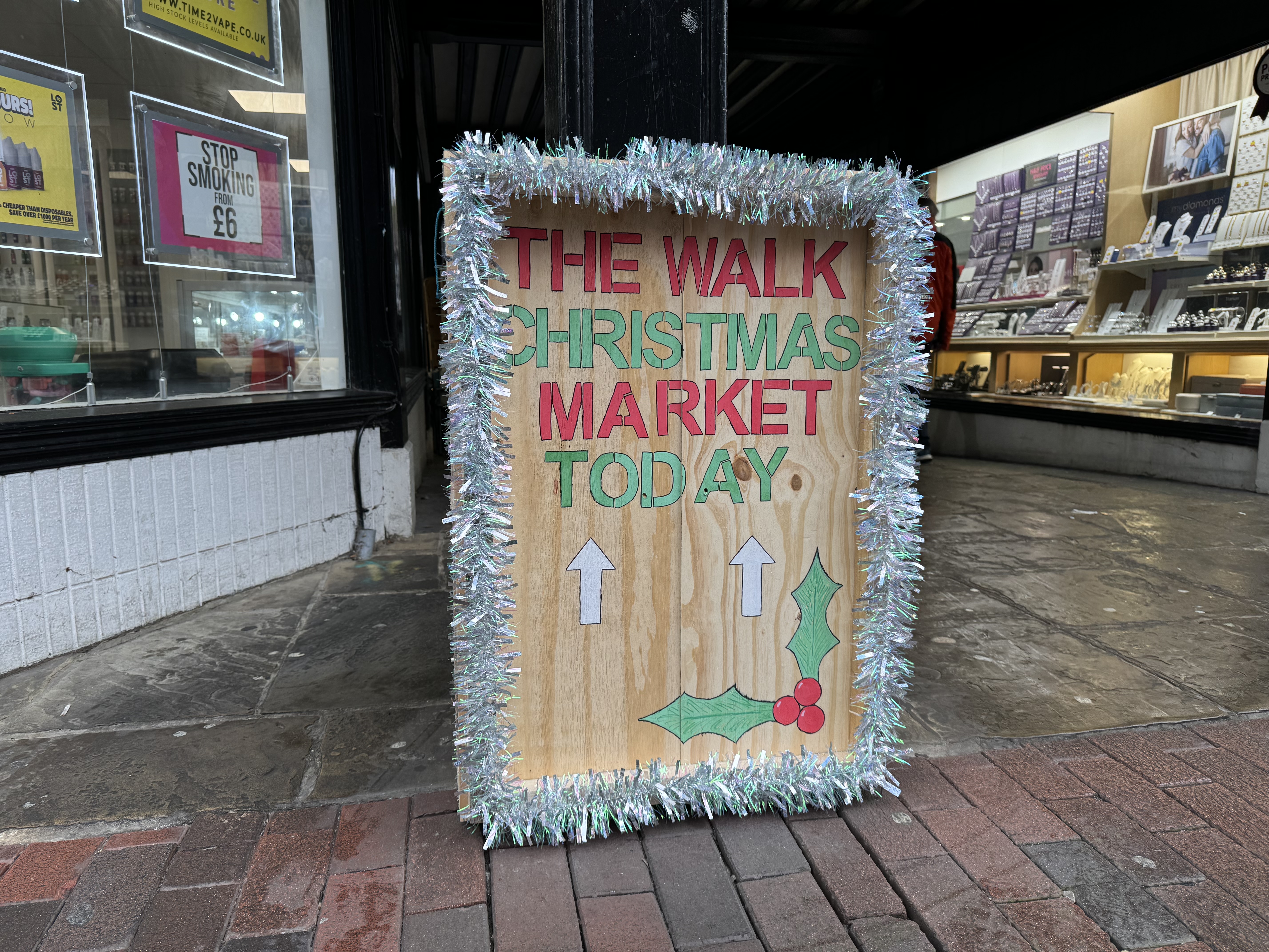 The Walk Christmas Market sign