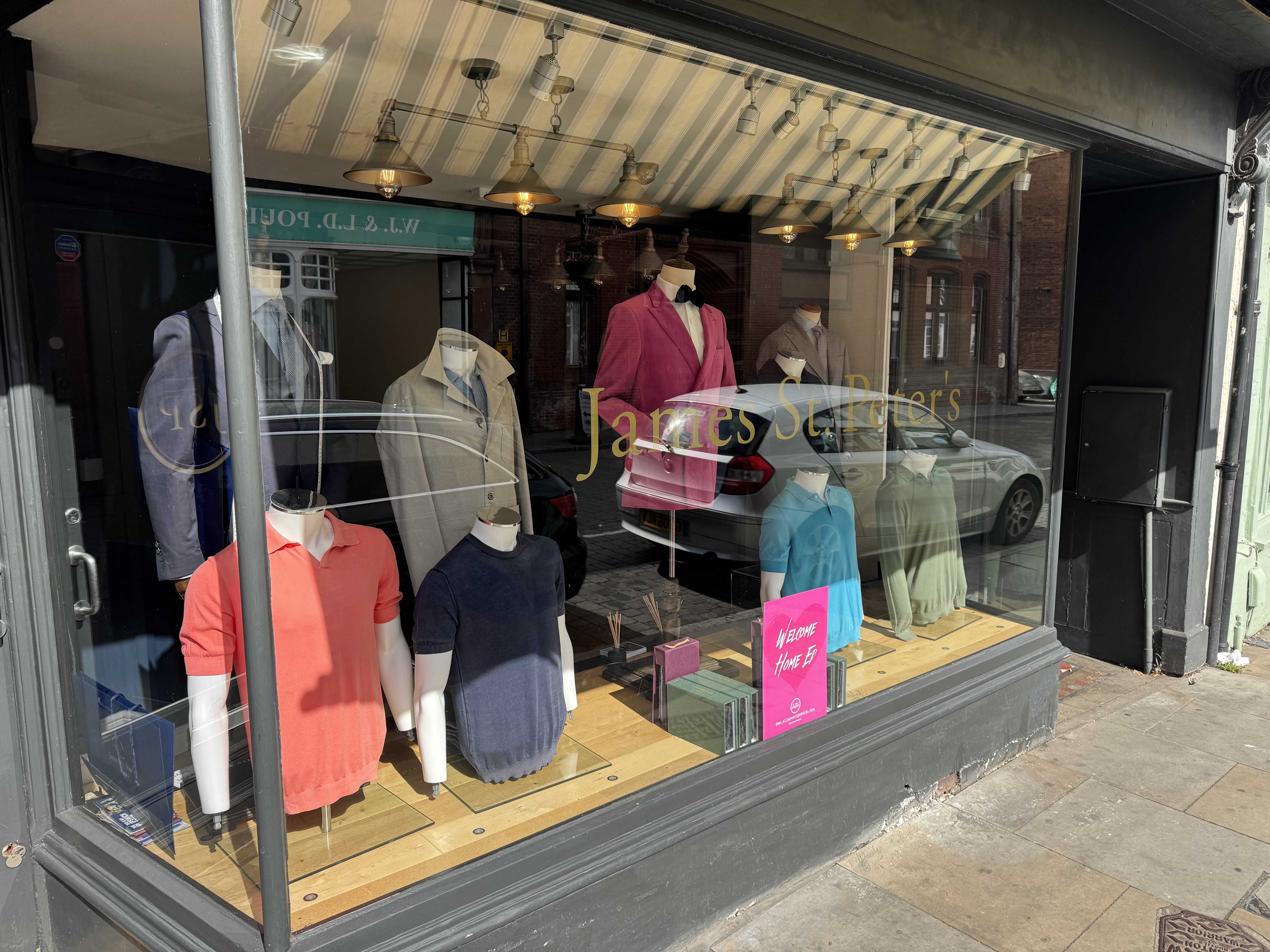 A pink jacket has taken centre stage in the James St Peter's window display