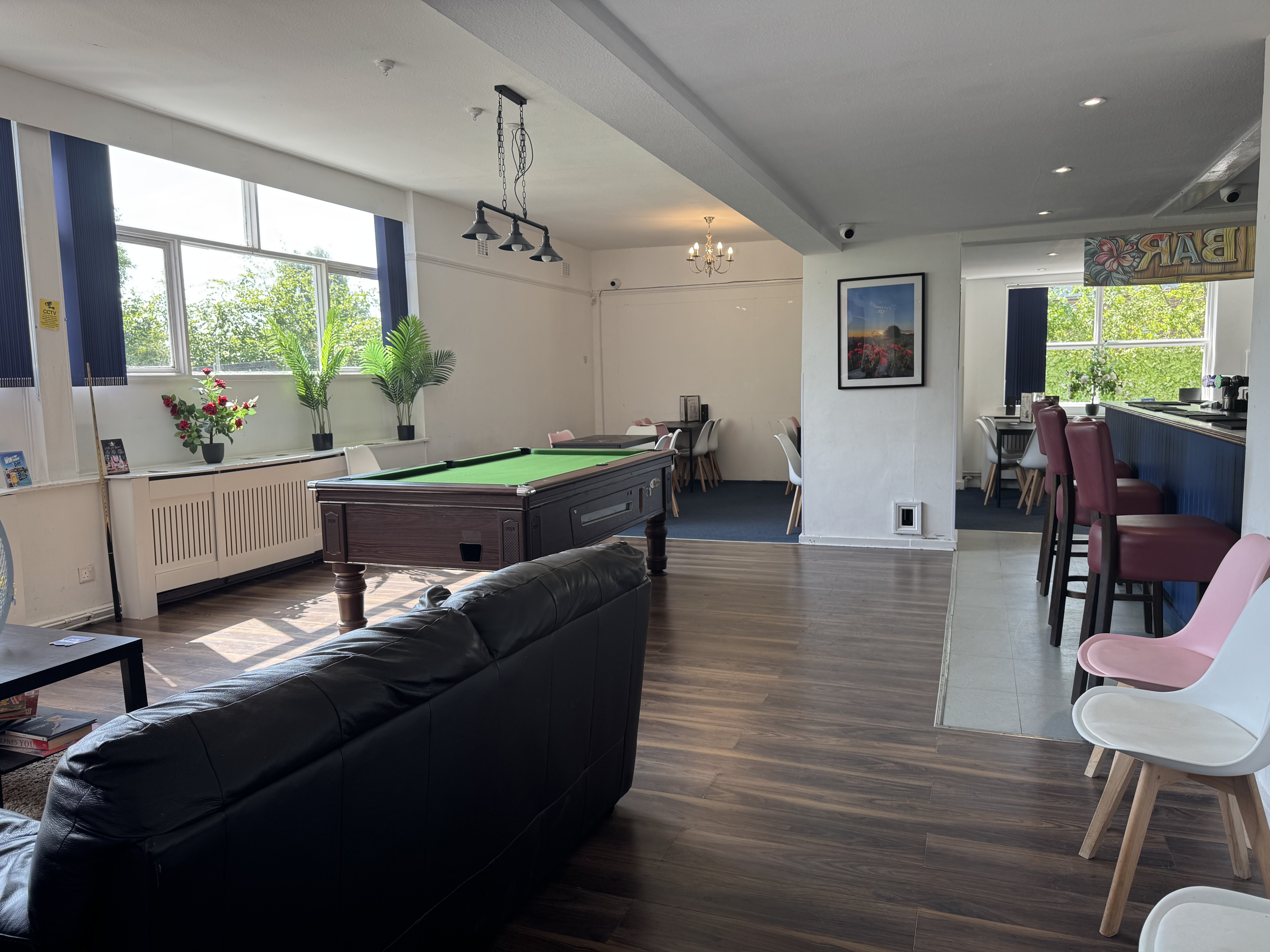 The main bar and pool area