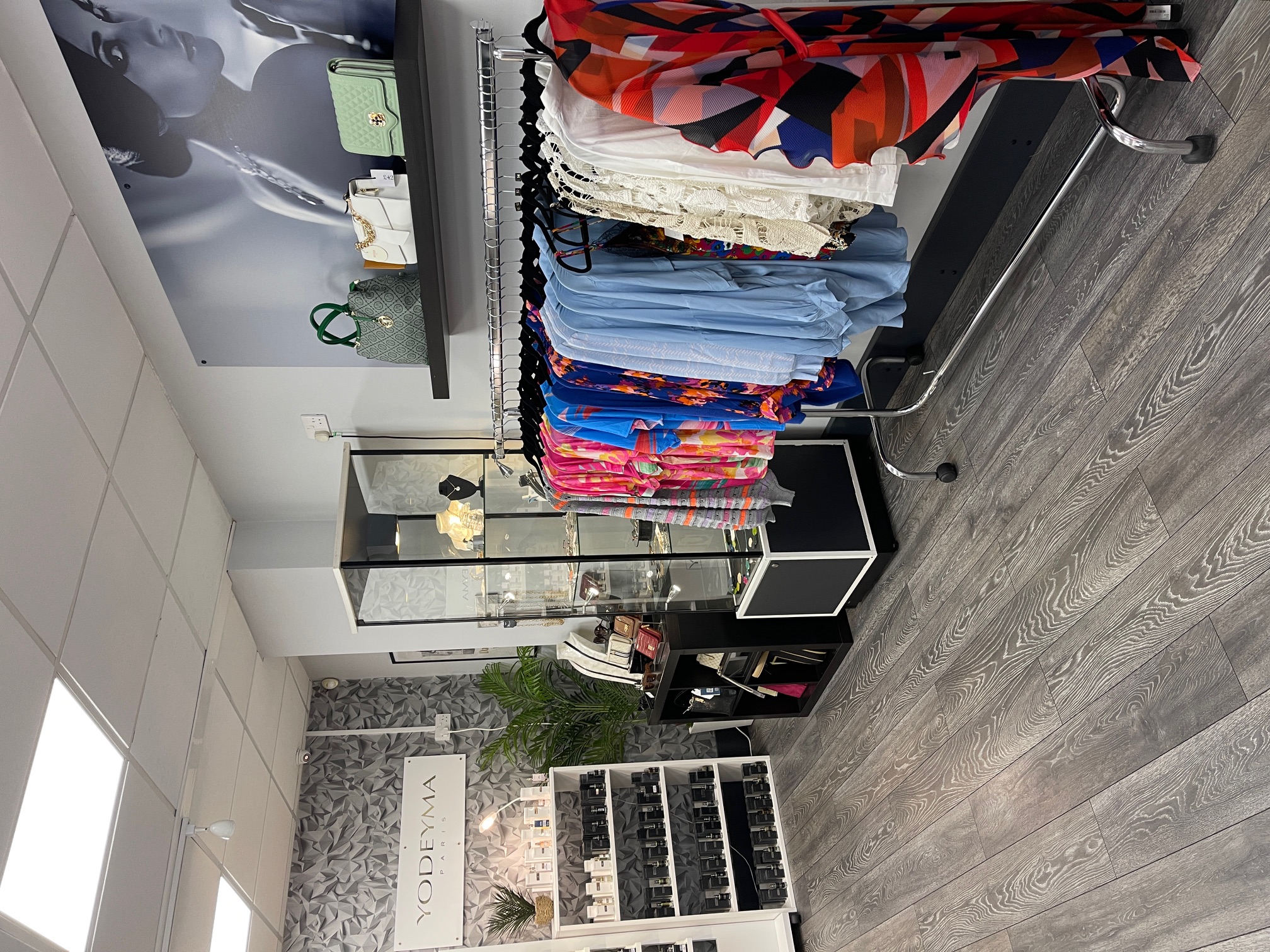 Clothing display inside DVJ Boutique in Ipswich