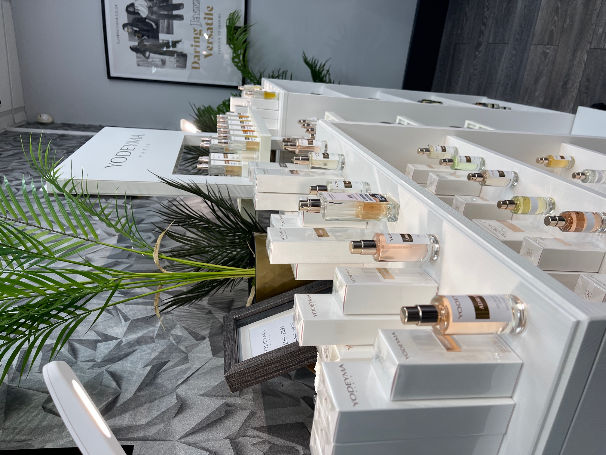 Perfume display inside DVJ Boutique in Ipswich