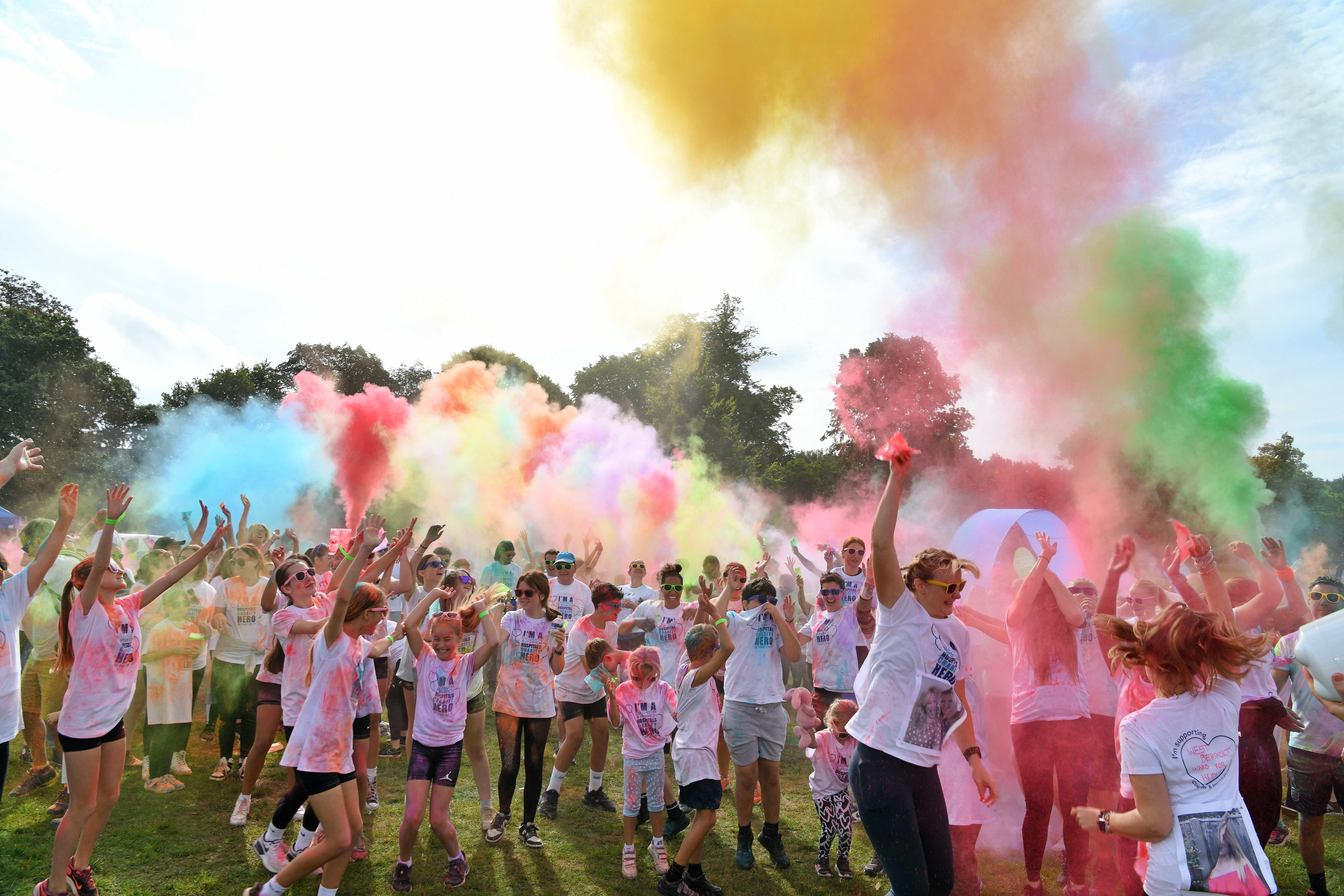 Runners getting covered in powdered paint