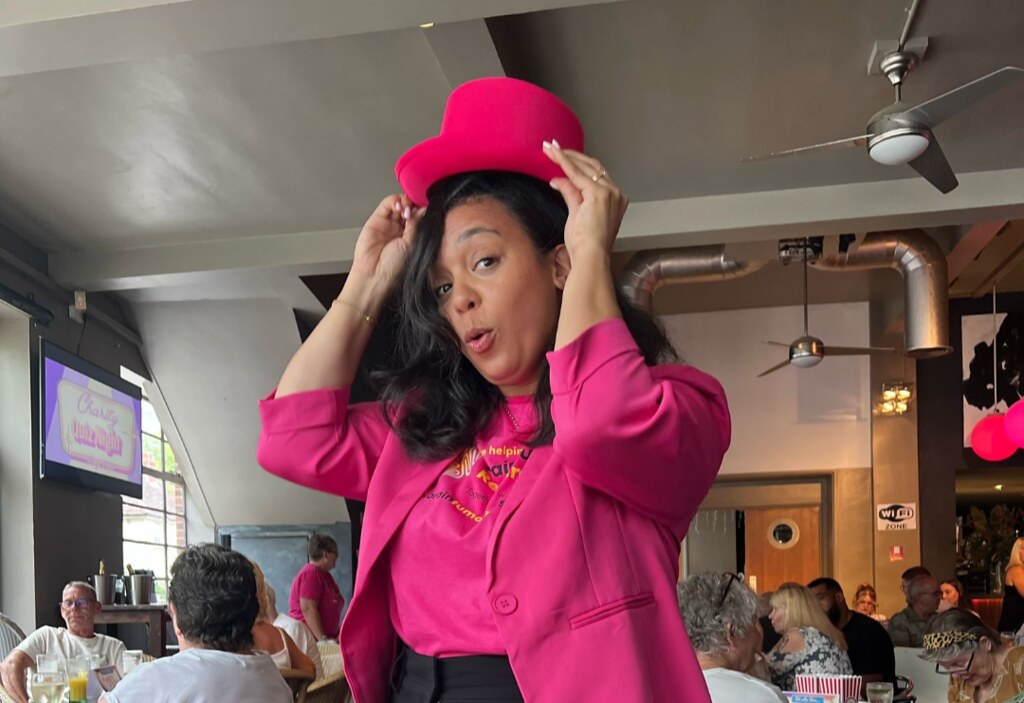 Nadine Wood as Quizmaster at a charity quiz