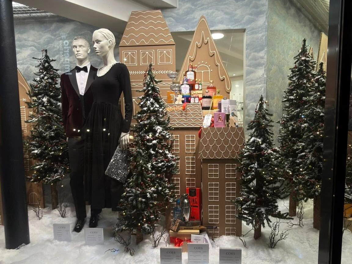 Coes Christmas window display 2025
